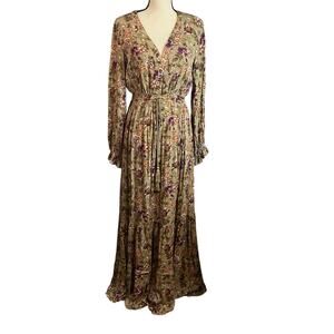 Sweet Lemon NEW Women's Olive Green Floral Maxi Dress Sz M Festival Romance